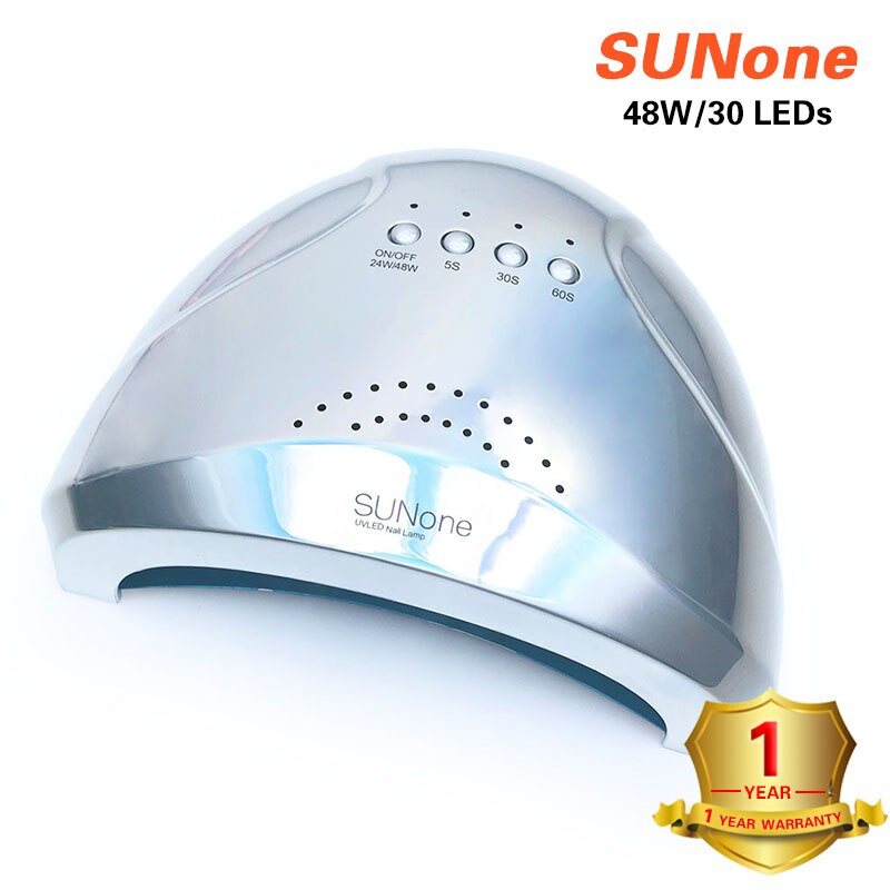 SUNone 48W UV LED Nail Lamp for Nails Dryer 30 pcs Led Nail Lamp for Curing UV Gel Nail Polish Varnish Lamp Nail Art Tool: Colorful silver