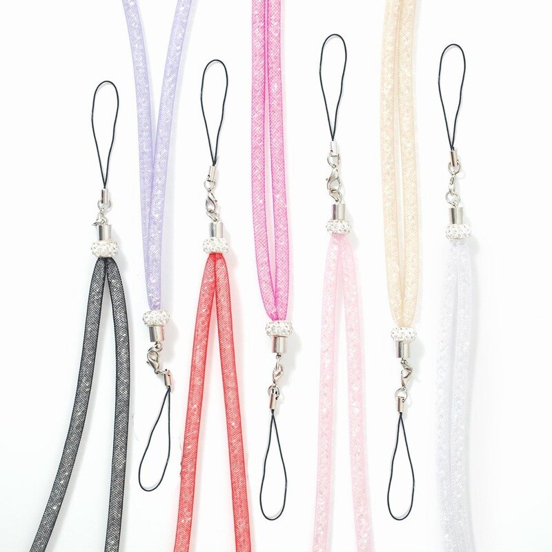 Lanyard Strap Crystal Neck Strap for iPhone 7 Plus 8 X SE Cellphones Phone Cases Keys Necklaces Rhinestone Keychain: Color message