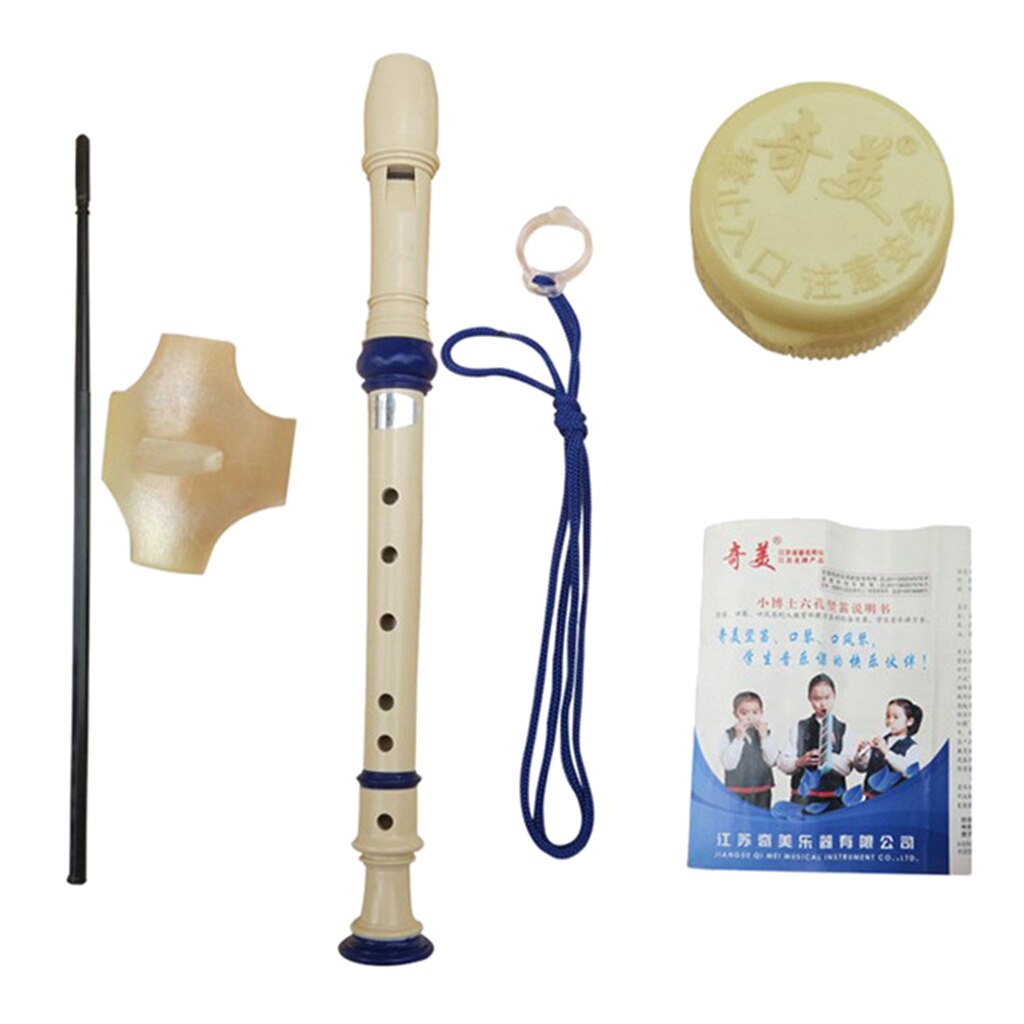 ABS Soprano Recorder 6 Holes with Joint Grease,Cleaning Rod and Finger Support