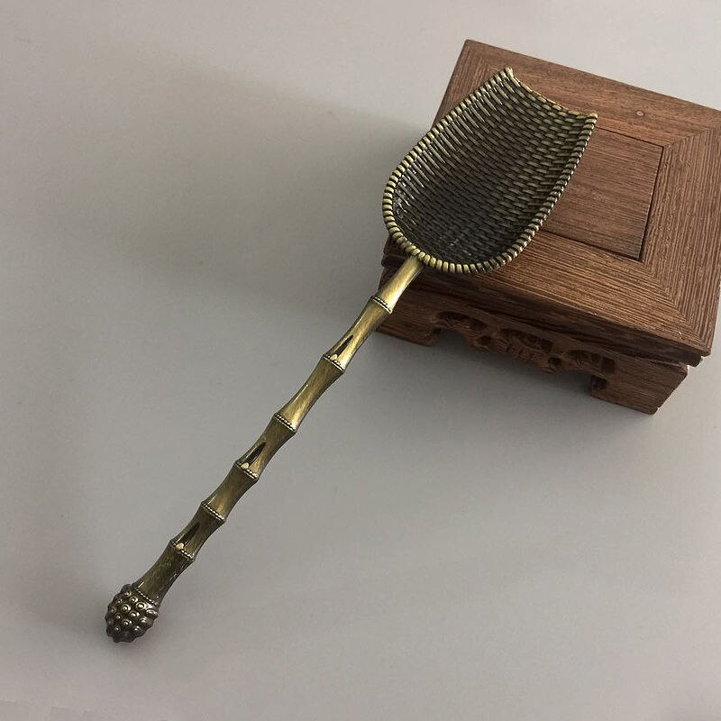 Chinese Stijl Schop Vorm Thee Lepels Retro Thee Accessoires Koperen Suiker Zout Koffie Lepels Voor Keuken Kongfu Thee Tools Gadgets: 4