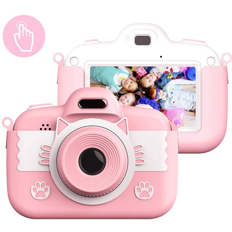 Kids Toys Camera for Girls Mini Cartoon Shockproof Silicone Case Rechargeable Child Camcorder Aged 3-12 Pink Camera(Not In