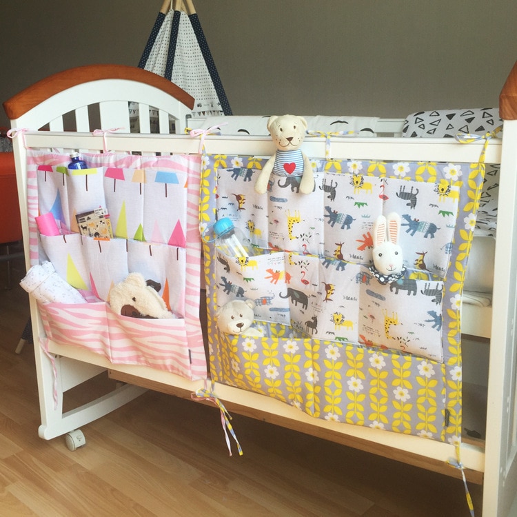 Multi-funcional cama de berço do bebê pendurado saco de armazenamento cama do bebê pára-choques macio 55*60cm decoração do quarto pára-choques conjunto de cama fotografia
