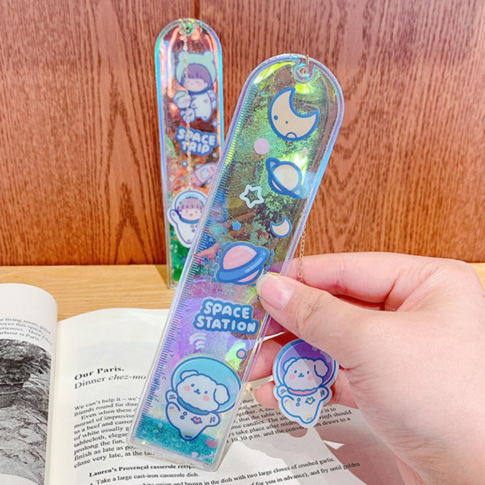 1pc Quicksand Ruler Bookmark 15cm Multifunction DIY Drawing Tools Oil Sand Ruler Student Rulers School Office Supplies Escolar