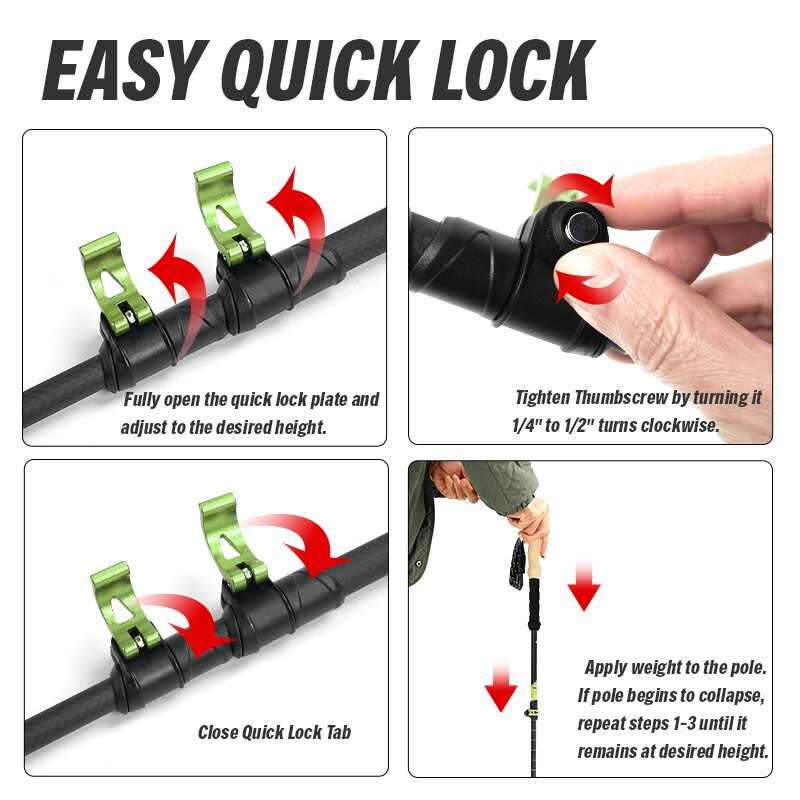 Hitorhike par /2 stk kulfiber trekking stave nordiske vandrestave carbon trekking stick alpenstock vandrestok til turisme