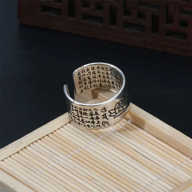 Bague bouddhiste en argent pour femme, prière tibétaine, cuivre, OM Mantra, 7 juifs, porte-bonheur