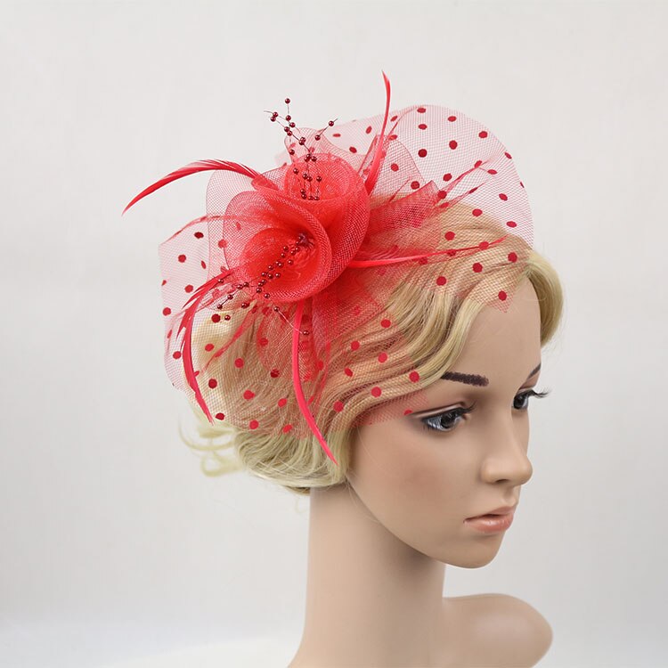 Chapéu de penas Mulheres Net fios Linda Flor Nupcial Penas Fascinator Headband 2207