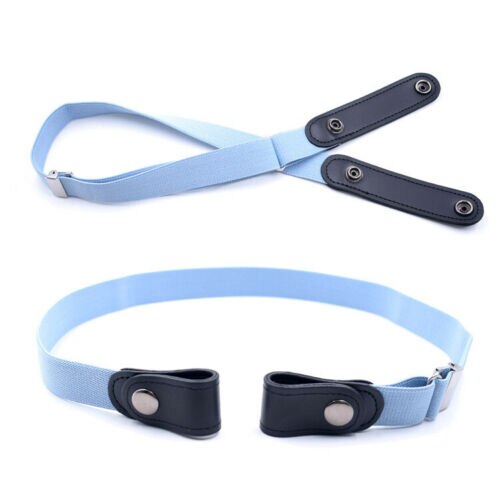 Trend Men Women's Buckle-Free Elastic Invisible Belts Jeans Trousers Casual Clothes Accessories Simple Waistband: Blue