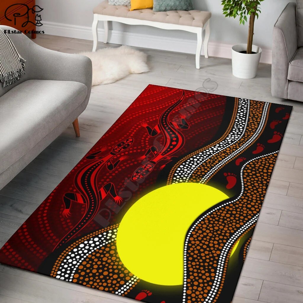Aboriginal og torres strædet tæppe firkantet skridsikkert område gulvmåtte 3d tæppe skridsikker måtte stue blødt soveværelse tæppe: 1 / 90 cm x 120cm