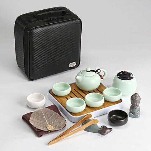 Set of ceramic travel kungfu tea set Simple tea brewing set for outdoor tourism