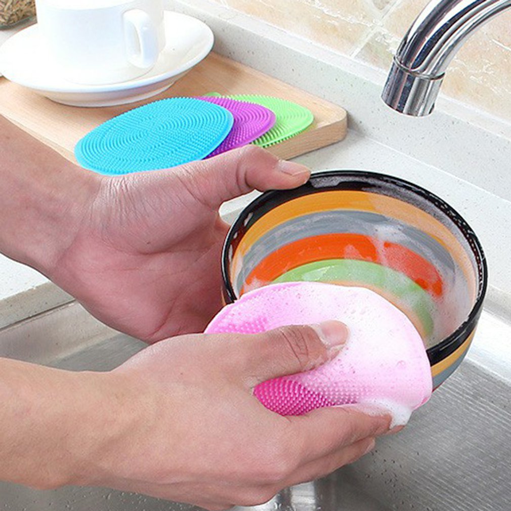 Multifunction Silicone Sponge Bowl Cleaning Brush Scouring Pad Silicone Dish Sponge Kitchen Pot Cleaner Tool