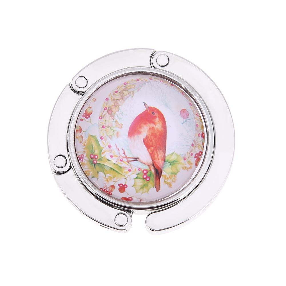 Gancho Metálico Redondo y Plegable para Colgar en la Mesa, 1 Unidad, Soporte con Dibujo de Flores y Aleación de Cristal, Colgador en Suspensión Portátil para un Objeto o para Bolso de Mano: CT020