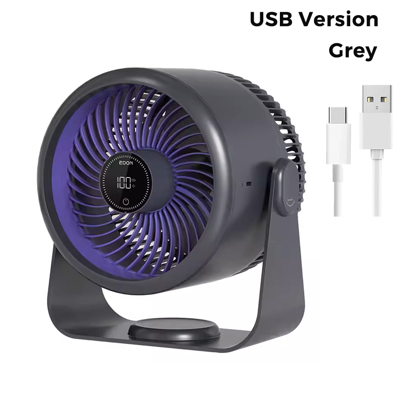 EDON E801 USB Air Circulation Fan Portable Ventilator Digital Display Electric Desktop Ceiling Fan Air Cooler for Home Kitchen: Yellow