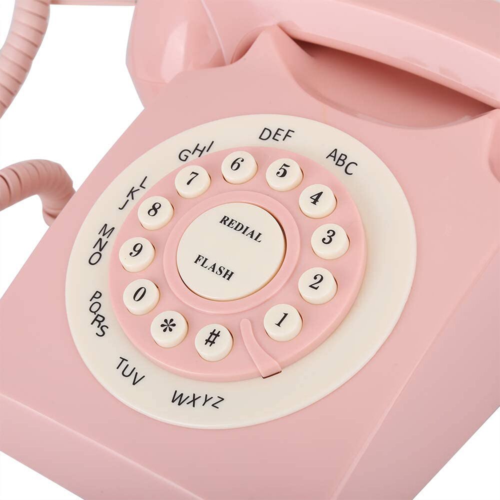 Vintage telefon desktop retro antik telefon gammeldags fastnet telefon med telefon til hjemmekontor telefon sort/pink/grøn