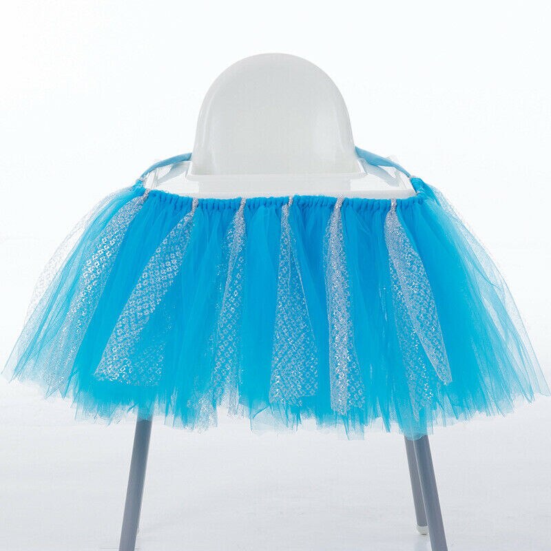 Baby 1St Birthday High Chair Tutu Skirt Tulle Dining Chair Skirt Party Decoratio Net Gauze Children Dining Decoration Home