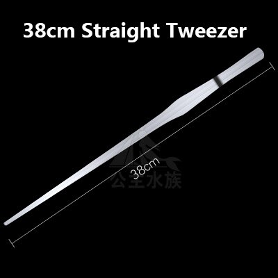 Aquarium recht gebogen pincet schaar algenkrabber roestvrij staal aquarium planten gereedschap: 38cm rechte pincetten