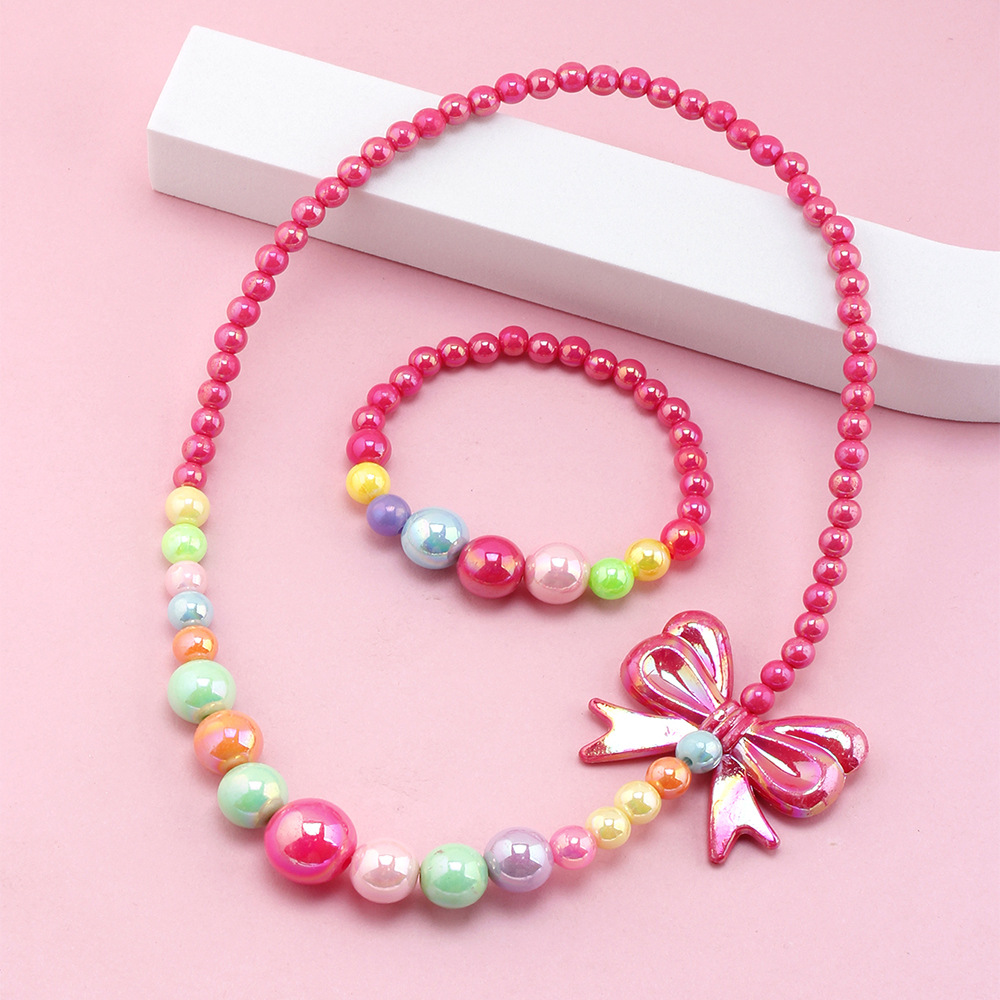 DIY Kinderen Zoete Ketting Armband Set Snoep Kleurrijke Kralen Meisjes Ketting Sieraden: Antique Bronze Plated