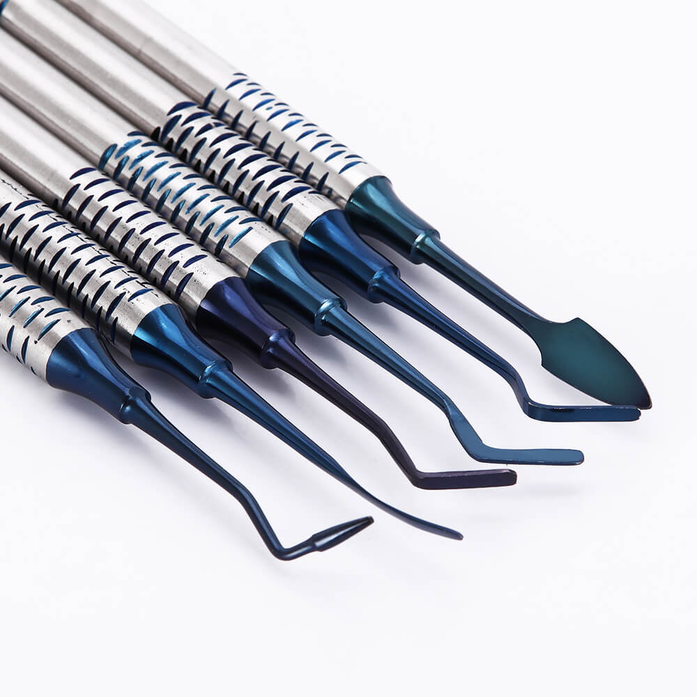 6Pcs Dental instrument Composite Resin Filling Spatula Titanium Plated Head Filler Thick Handle Restoration Set Dental tool set