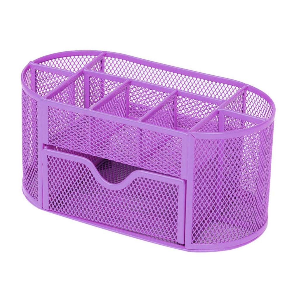 Mesh Collection Ovale Supply Caddy Desktop Organizer Office Lade Met Penhouder Collection, Paars