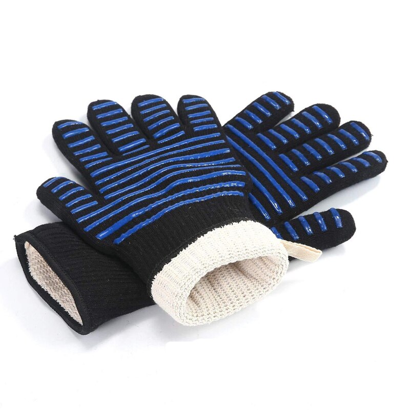 Haleychan 1472f varmebestandige grillhandsker mikrobølgehandsker dobbeltsidet silikone bomuldsmateriale anti-cut finger sælges  by 1 par: 11