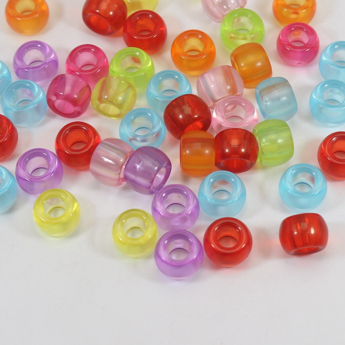 200 Mixed Color Acrylic Barrel Pony Beads 9X6mm Various Style Kids Craft Kandi: NO 51 Mixed Smooth