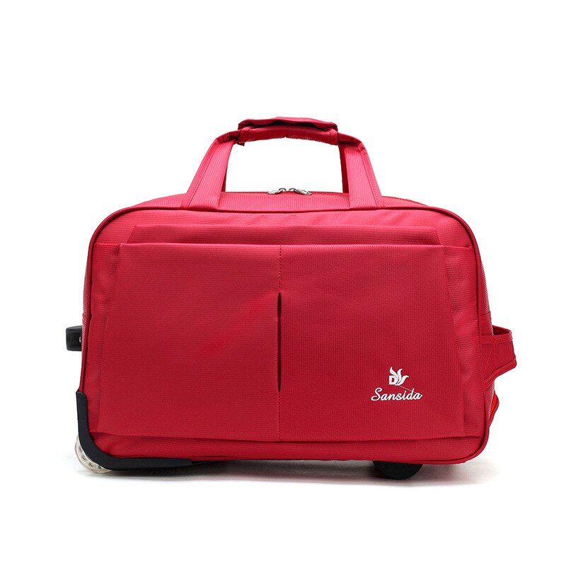 Stor bagage trolley taske stor kapacitet rejsetaske med hjul til kvinder mænd rejse kuffert duffle rejsetasker bagage: Rød