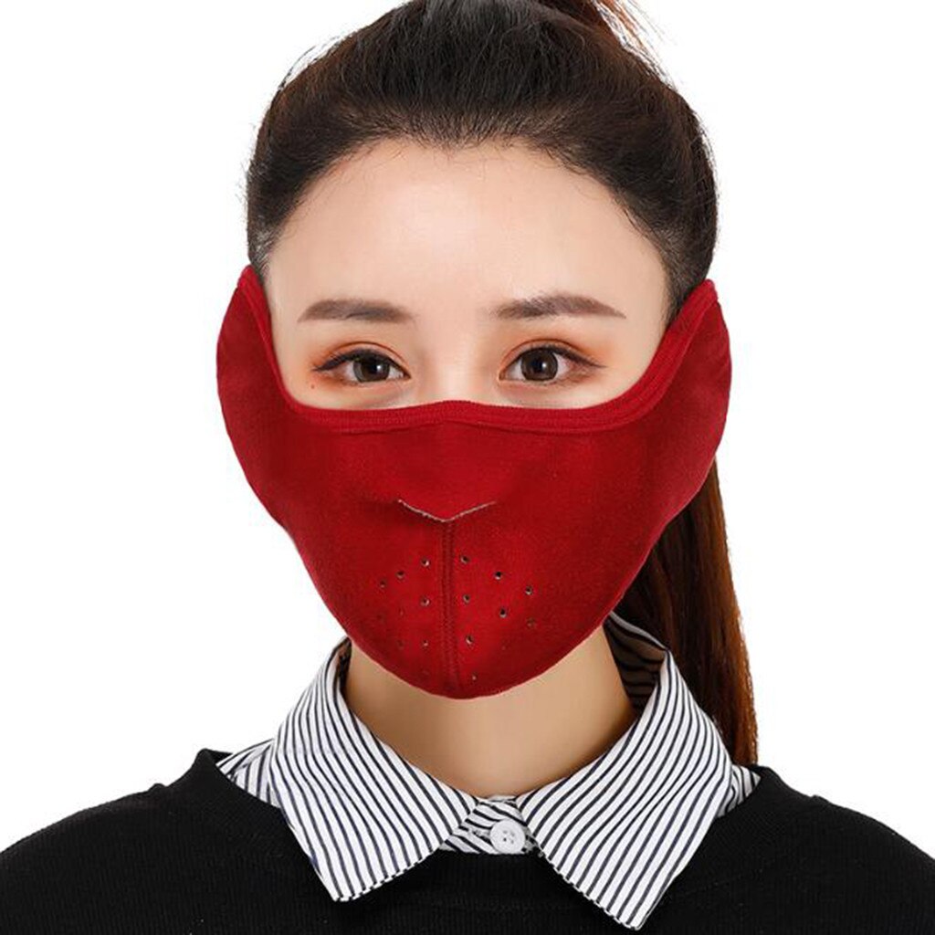1PCAdult Cycling Face Covering Solid Color Winter Two-in-one Earmuffs Warm Mask Dustproof Coldproof Riding Mask Mascarillas