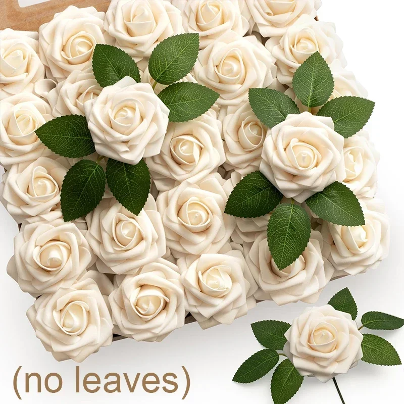50/5 Uds. De rosas artificiales de espuma Multicolor, rosas falsas para bricolaje, ramos de de boda, arreglos de centros de mesa, decoraciones para el hogar: XS / YELLOW