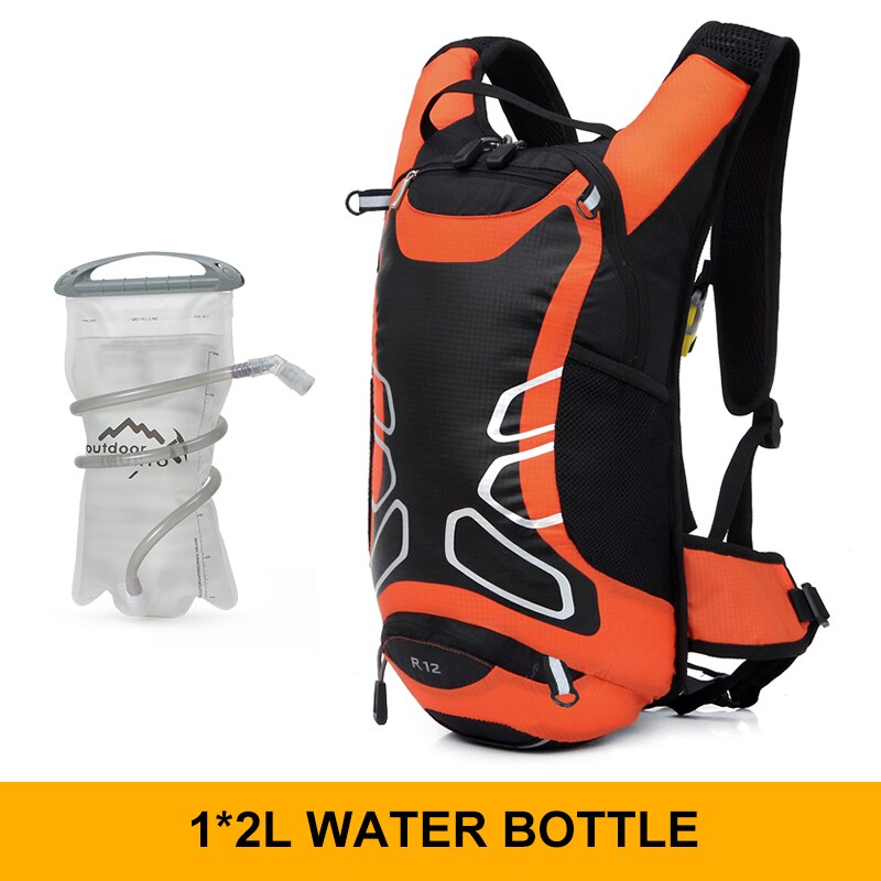 Ultra-light 15-liter bicycle backpack, mountain (MTB) or road bike cycling water bag, 2 liter water bag: Orange 2L