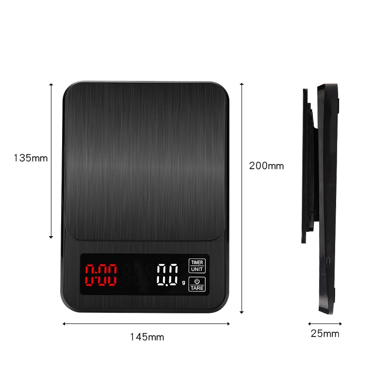 Tarkkuus elektroninen keittiövaaka 5kg/0.1g 10kg/1g lcd digitaalinen tippakahvivaaka ajastimella painotasapaino kotivaaka