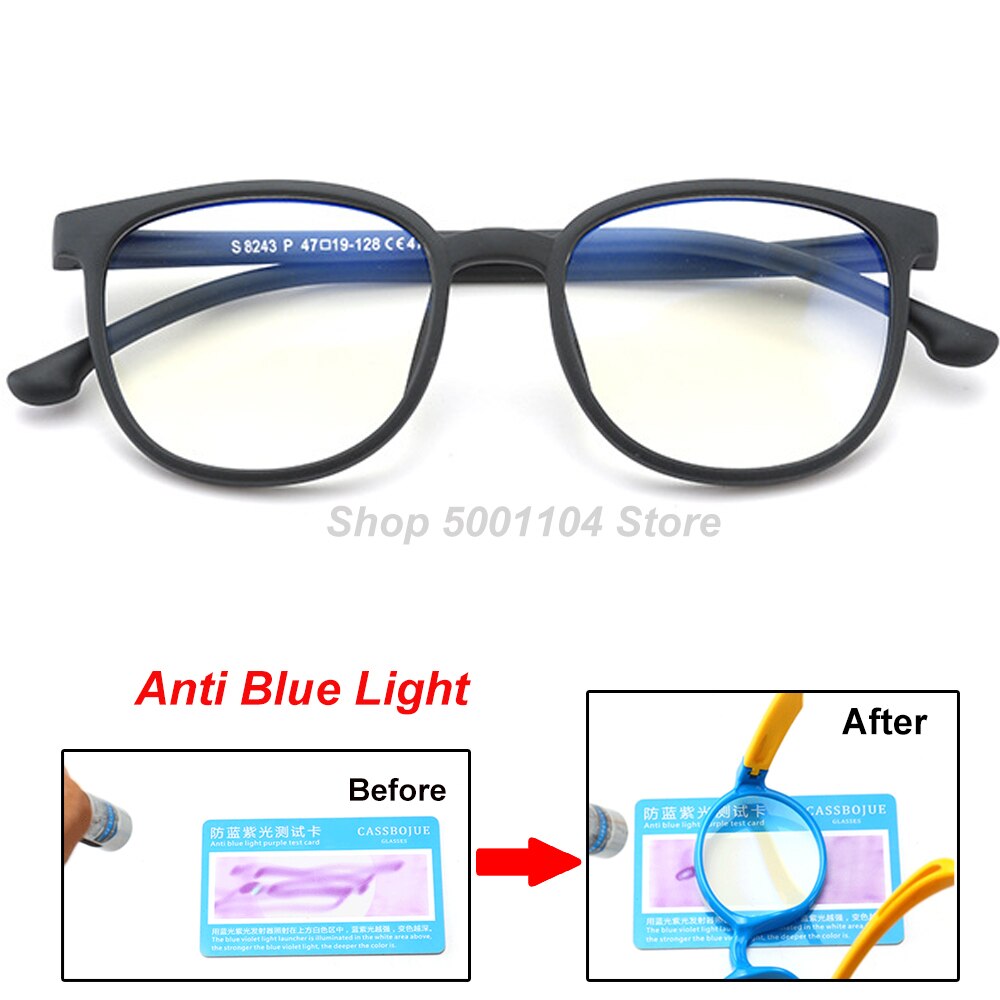 Blå lys børn briller dreng pige optisk ramme gennemsigtig barn briller anti blænding computer recept briller  uv400: Mørkegrå