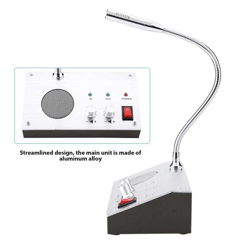 100-240V Dual Way Voice Mic Speaker Intercom Window Counter Interphone for Security Company