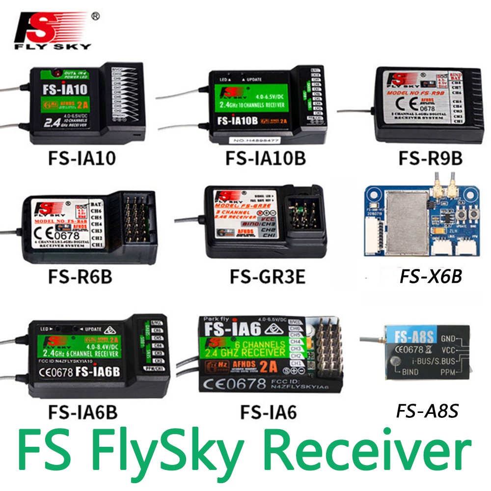 FlySky FS-R6B FS-GR3E FS-IA10B IA6B X6B FS-A8S receiver receptor para i6 i10 CT6B T6 TH9x transmisor de Control remoto partes