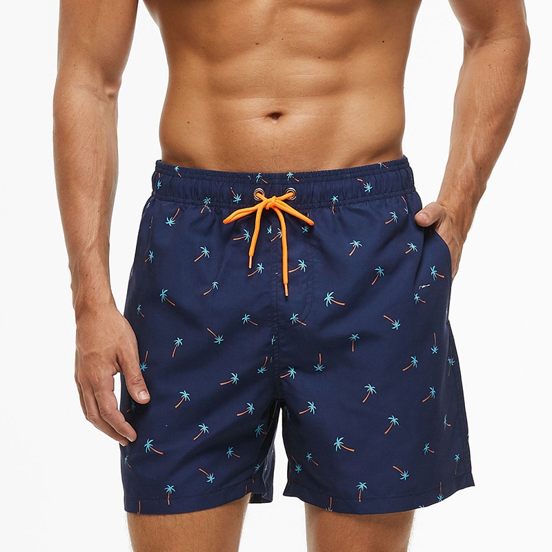 men's summer swimming shorts men's beach shorts quick drying men bathing shorts with lining