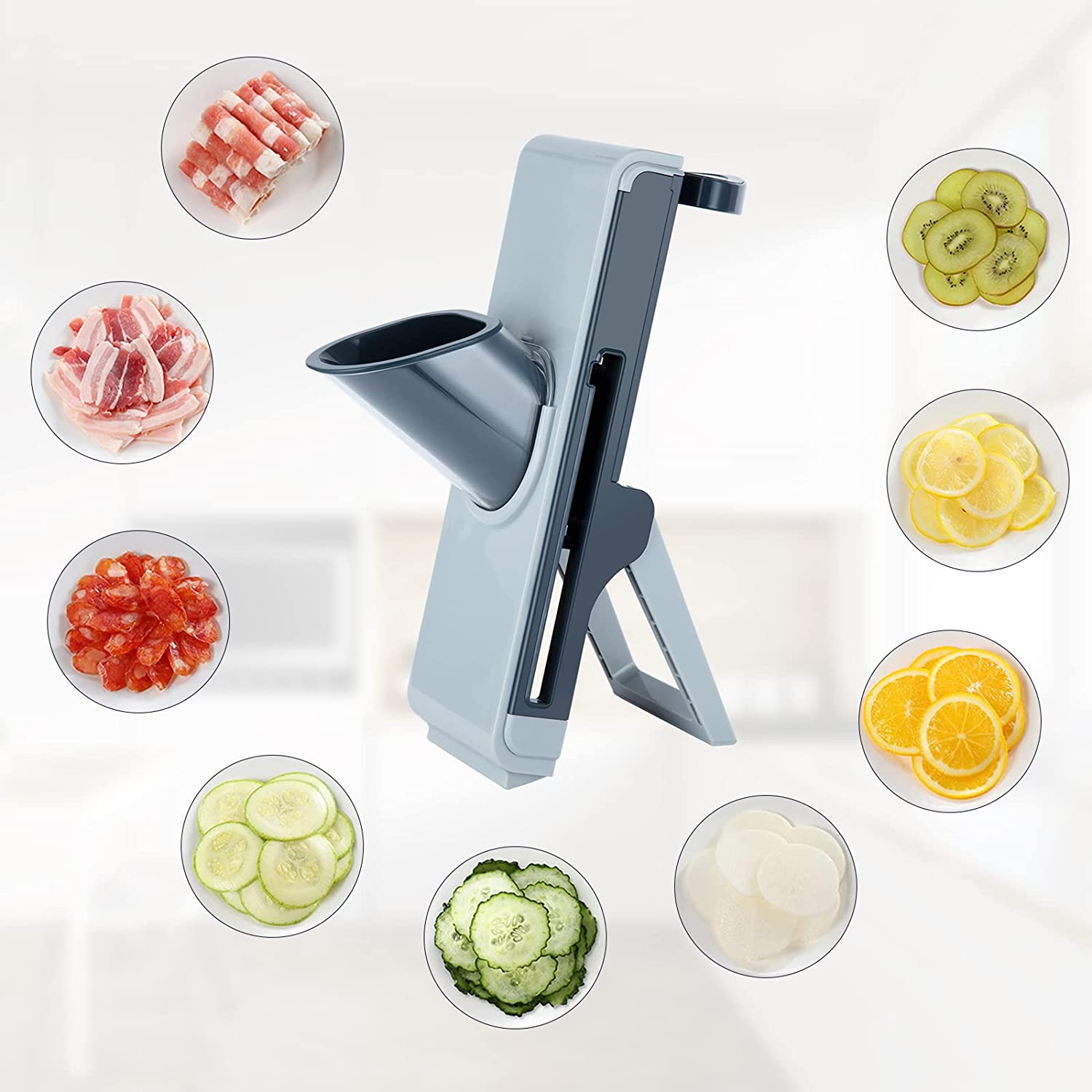 Vegetable Potato Dash Slicing Tool Food Chopper French Fries Cutter Convenient Quick Upright Adjustable Dicer With Container
