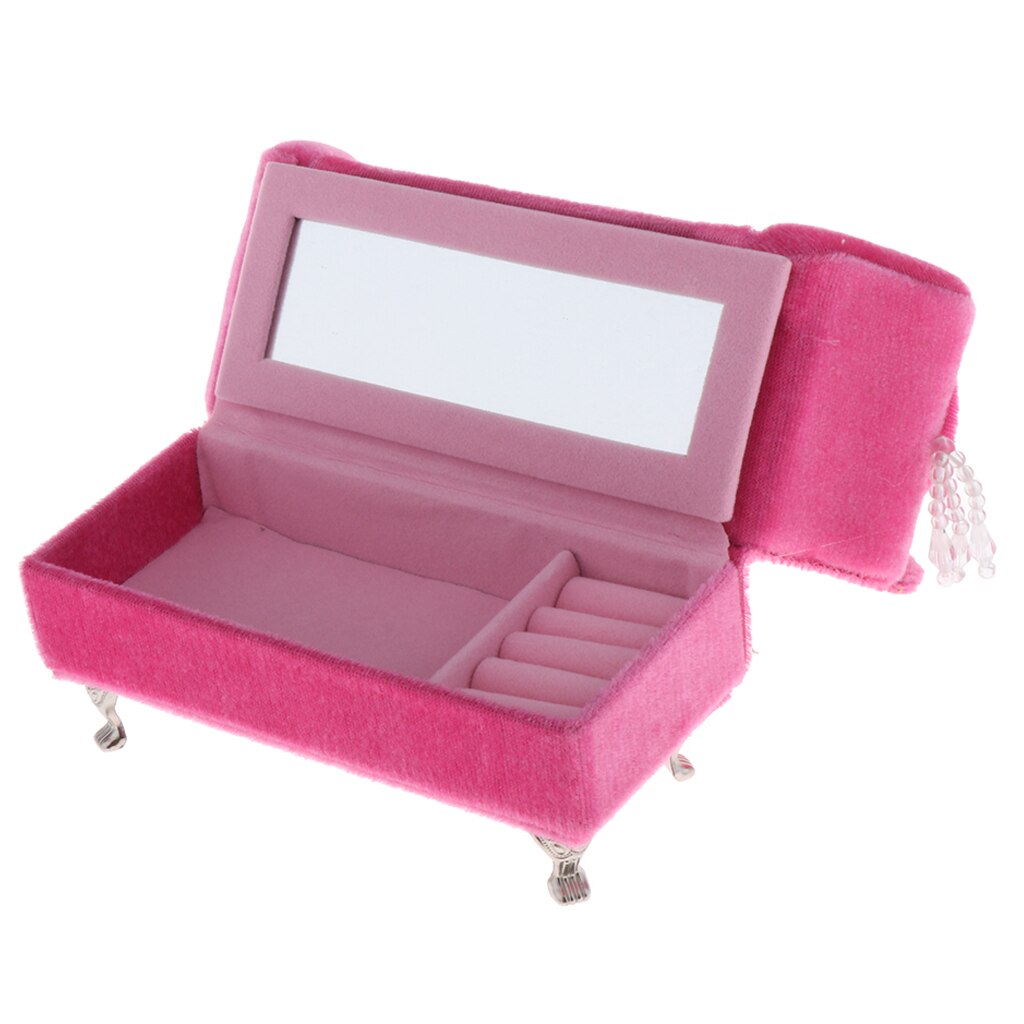 1/12 Scale Dollhouse Living Room Miniature Sofa Couch Loveseat Chair Mini Dolls House Furniture Model, Pink Jewelry Storage Box