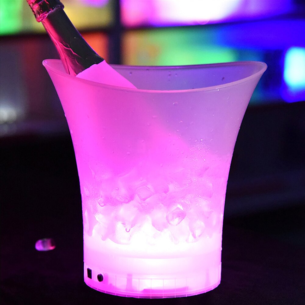 Nowy doprowadziło 5L wodoodporne plastikowe wiaderko na lód 6 kolorów bary kluby nocne doprowadziło zapalają szampana wiadro robić piwa bary nocna impreza wiadro lodu: czerwony