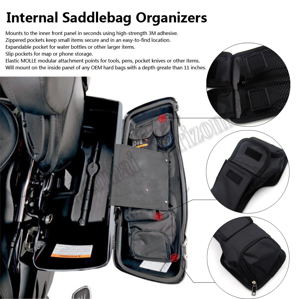 Motorcycle Black Saddlemen Saddlebag Tour Pack Lid Organizer for Harley FLHR FLHTC FLHX FLTR Road King Electra Street Road Glide