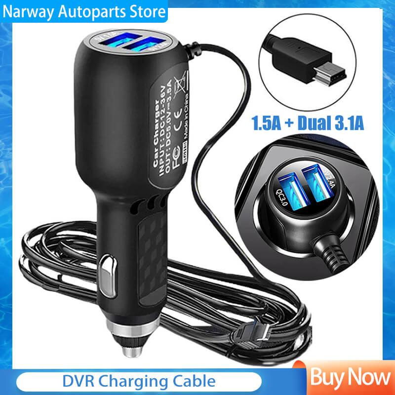 Cable de carga DVR de 12V para cámara de salpicadero de coche, Mini Cable USB de 3,5 M, fuente de alimentación para DVR, GPS