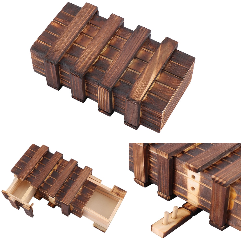 Wooden Magic Puzzle Secret Hide Box Hidden Compart Grandado