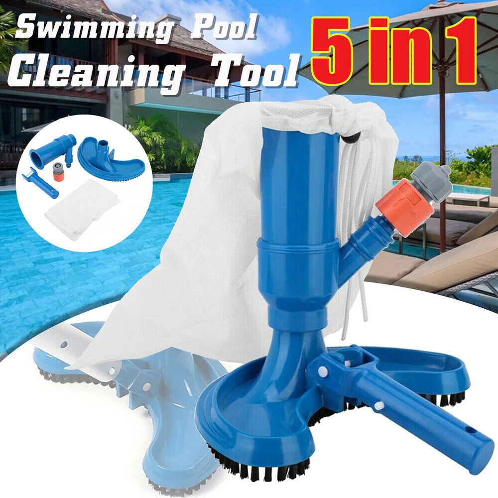 5 in 1 Pool Vacuum Cleaner Cleaning Tool Head Suction Source Tub Vacuum Brush Fishpond Vacuum Brush Set