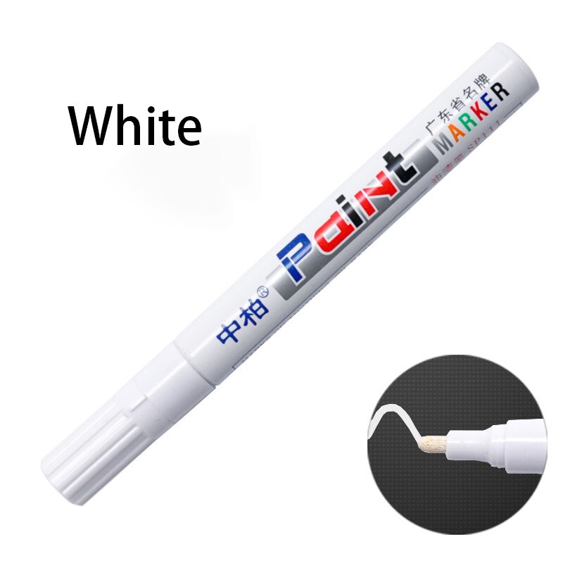 Verf Pennen Graffiti Verf Marker Metallic Permanente Marker Stof Marker Permanent Art Supplies Auto Rubber Tyre Poetsmiddelen: White 1pes