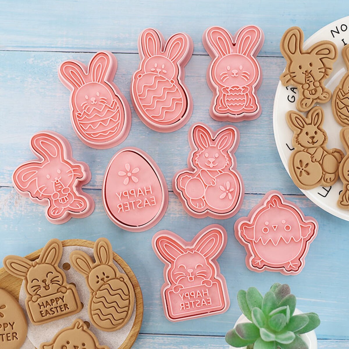 Ostern Kunststoff Cookie Cutter Kaninchen Ei Keks Cutter Glücklich Ostern Dekorationen Für Heimat Hase Ostern Partei Liefert freundlicher