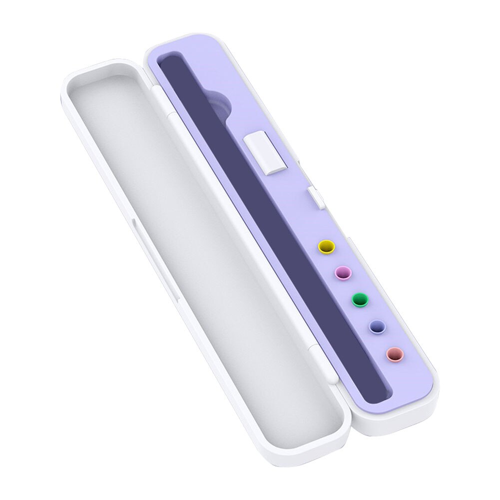 Pencil Storage Box for Apple Pencil Pen Nib Holder for Apple Accessories Portable ABS Silicone Carrying Case: Purple