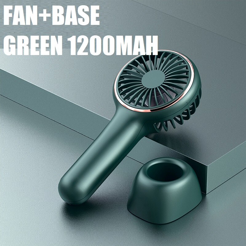 Mini Fan Battery Portable Electric USB Rechargeable Handheld Cooling Air Conditioner for Outdoor Home Office: 1200mah Green