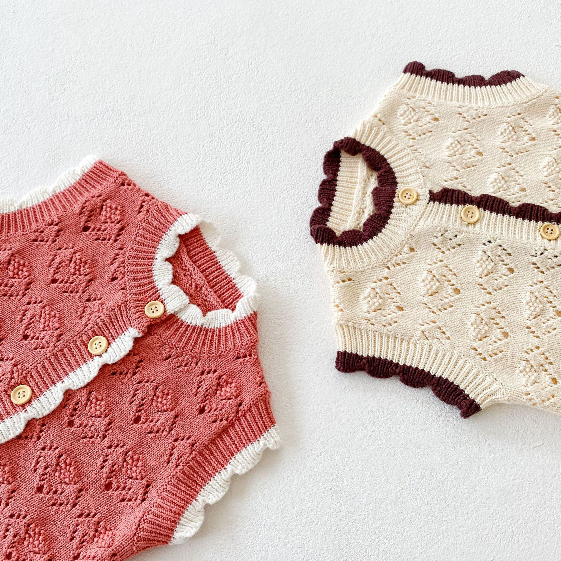 Koodykids 2021 bebê menina primavera camisola de malha floral colete tricô qualidade roupas da criança meninas roupa outono do vintage