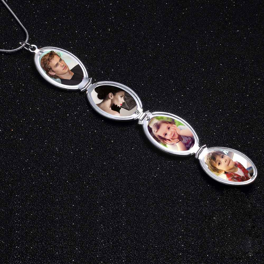 Gold/Silver Color Women Memory Photo Frame Case Jewelry Big Box Necklace & Pendant for Ladies Girls Bijoux Chain