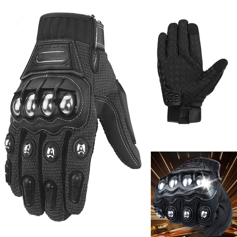 1pair Alloy Steel Accessories Anti Slip Racing Touch Screen Gear Motorcycle Gloves Full Finger Protective Ergonomic