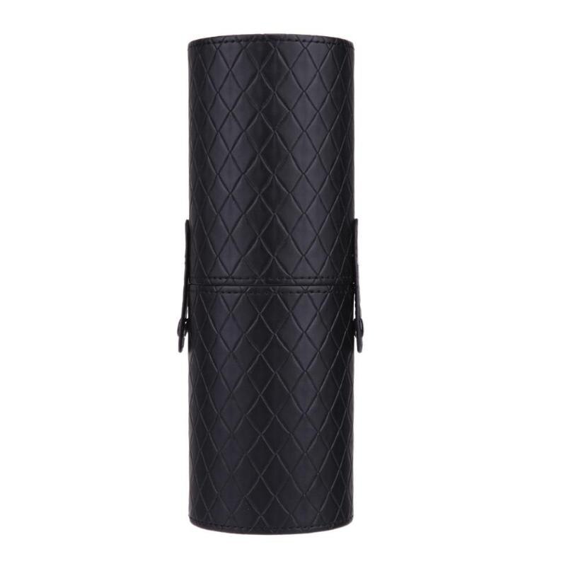 Porte-Pinceaux Maquillage Voyage - 2 Pièces PU, Fermeture Pressions, Noir Et Violet