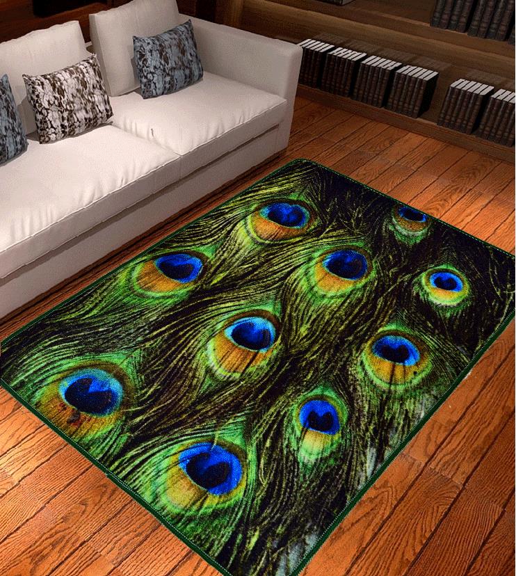 80X120CM 3D Chinese Stijl Pauw Veren Tapijten Voor Woonkamer Zachte En Luxe Tapijten Deur Mat Slaapkamer Gebied tapijt
