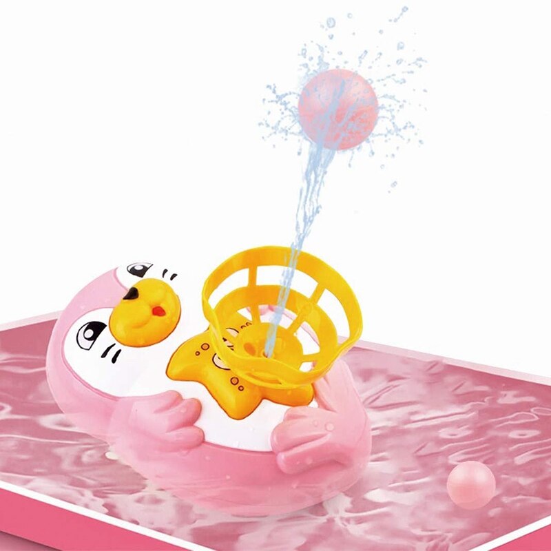 Bath Toys for Toddlers 3-6 Years Seal with 2 Balls Bath Sprinkler Toy: Pink